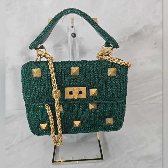Valentino Garavani Green Handbag with Gold Accents - Picture 1 of 12